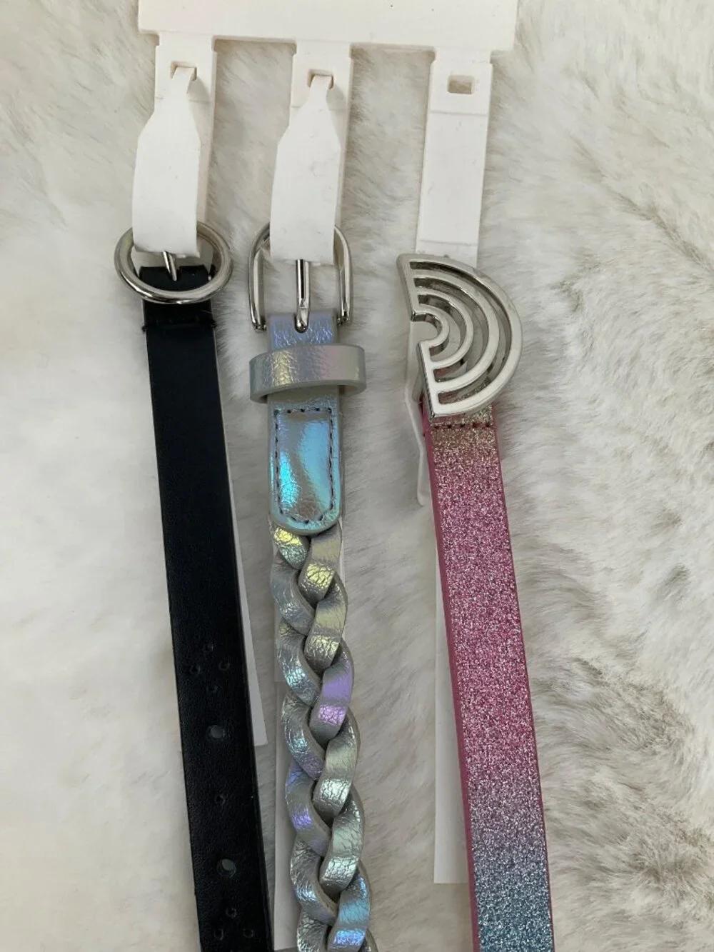 Cat & Jack size Large 3-piece Adjustable belt set, girl's Glitter, Braided NEW